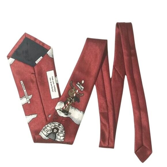 Hallmark Christmas Collection Novelty Tie 1990's Santa Golfing Rudolph 59" - Picture 8 of 11